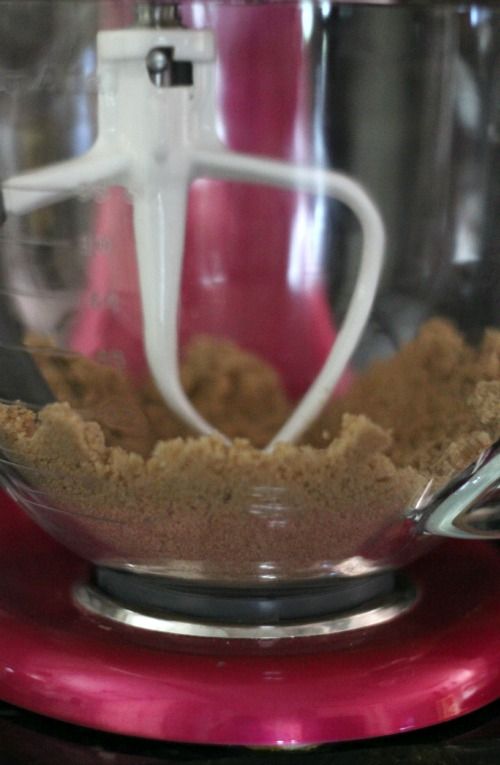 Brown sugar and butter in a stand mixer bowl