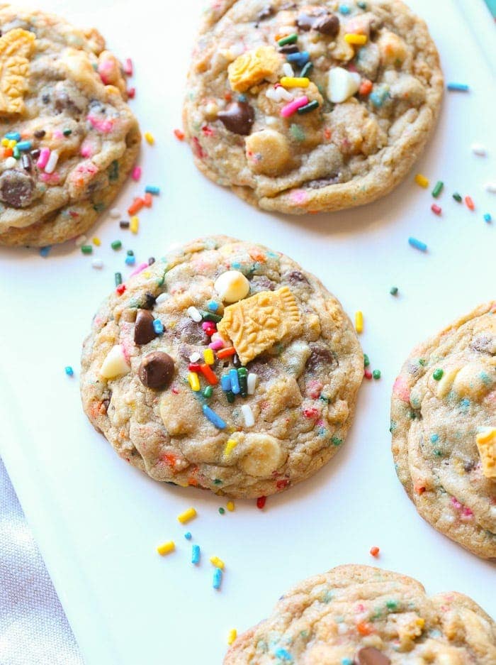 Birthday Cake Chocolate Chip Cookies - Cookies and Cups