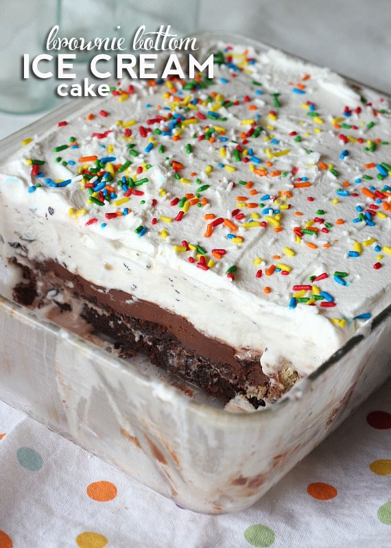 Brownie Bottom Ice Cream Cake Cookies and Cups