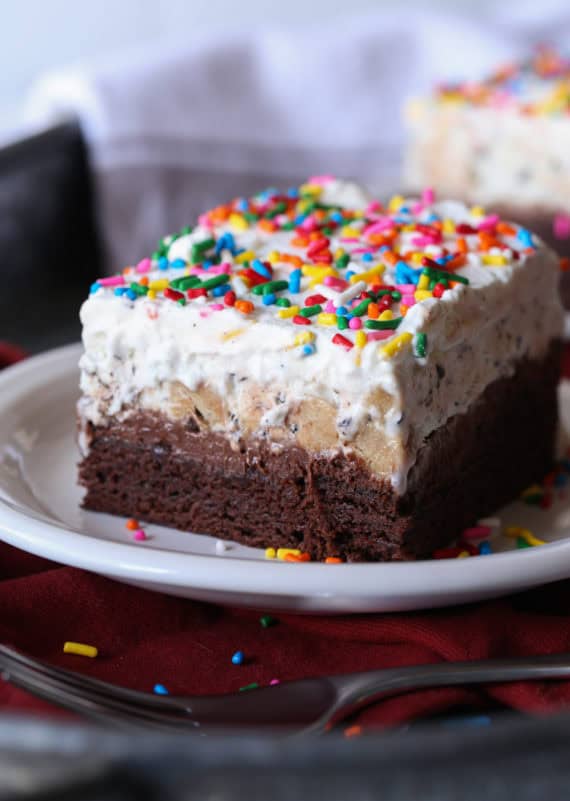 Brownie Bottom Ice Cream Cake can be made with your favorite ice cream flavor!