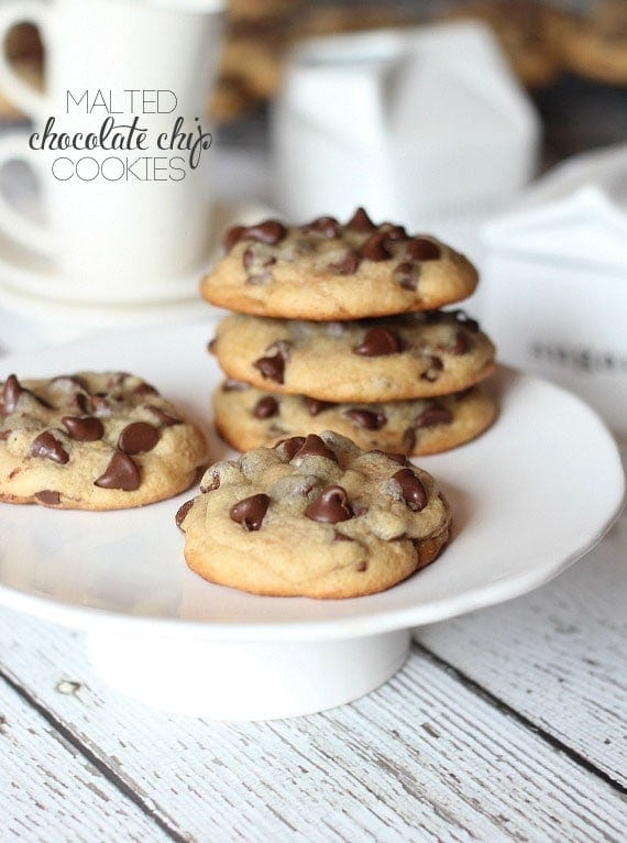 Soft Malted Chocolate Chip Cookies