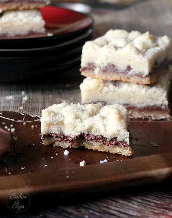 Salted Nutella Butter Bars | Cookies and Cups