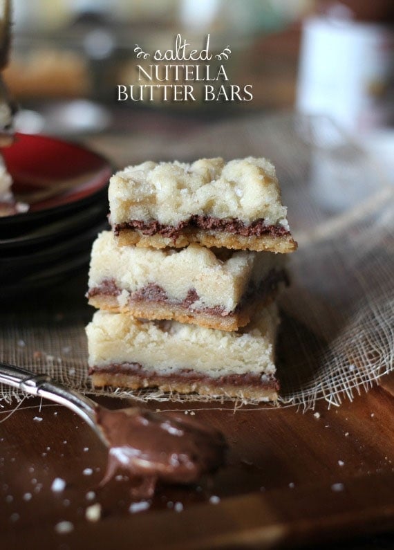 Salted Nutella Butter Bars | Cookies and Cups