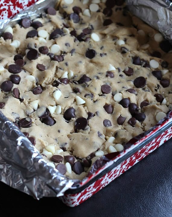 Chocolate Chip Cookie Peanut Butter S'mores Bars in Pan