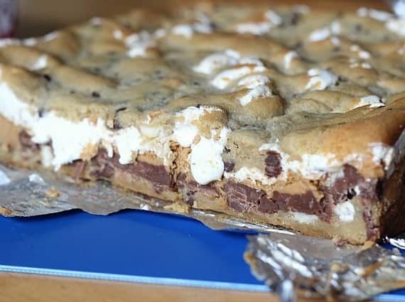 Chocolate Chip Cookie Peanut Butter S'mores Bars