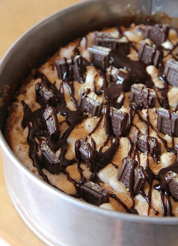 S'mores Cheesecake | www.cookiesandcups.com #cheesecake #smores #hershey