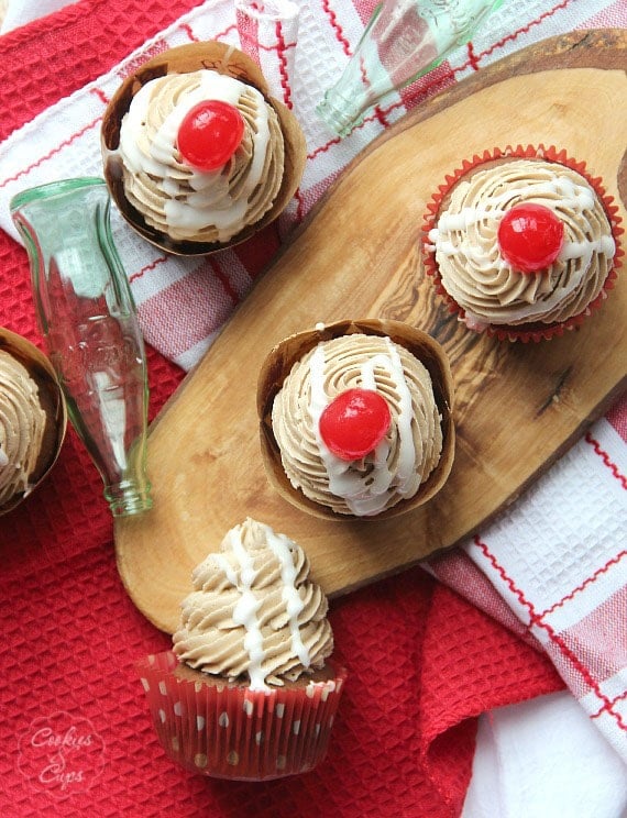 Coke Float Cupcakes | cookiesandcups.com | #cupcakes #cocacola #recipe #baking