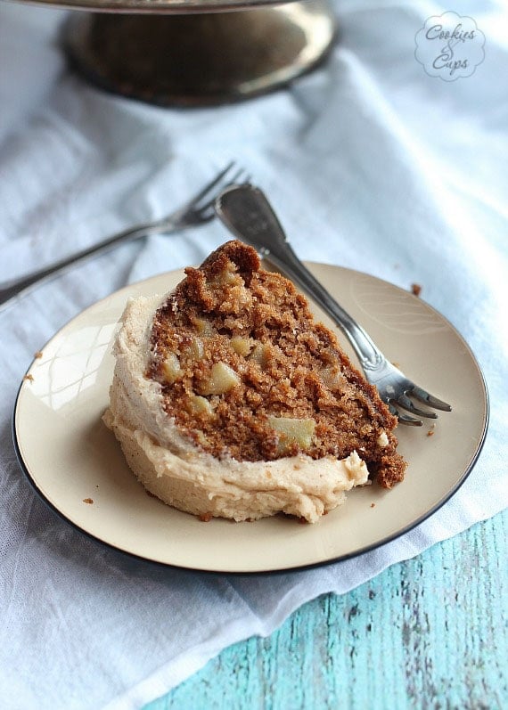 Apple Cake with Browned Butter Frosting - Cookies and Cups