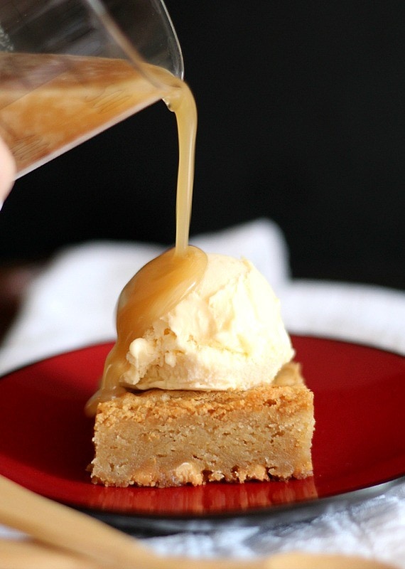 Image of a White Chocolate Maple Blondie with Ice Cream