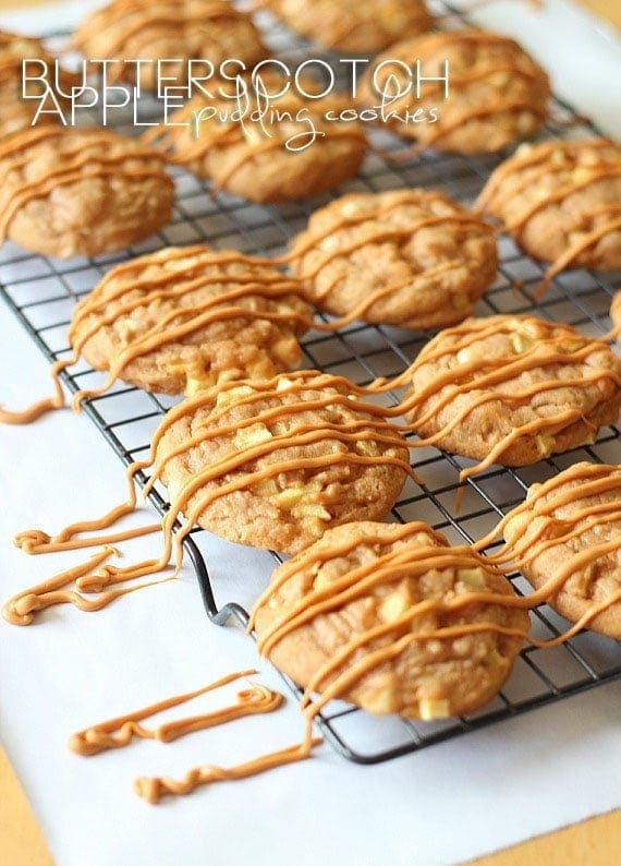 Butterscotch Apple Pudding Cookies | www.cookiesandcups.com