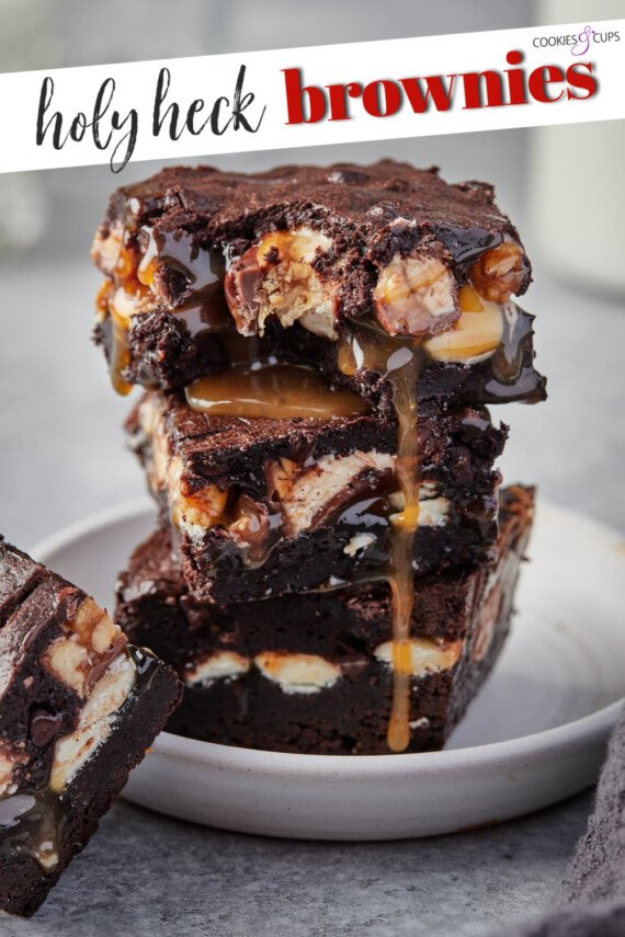 snickers brownies pinterest image