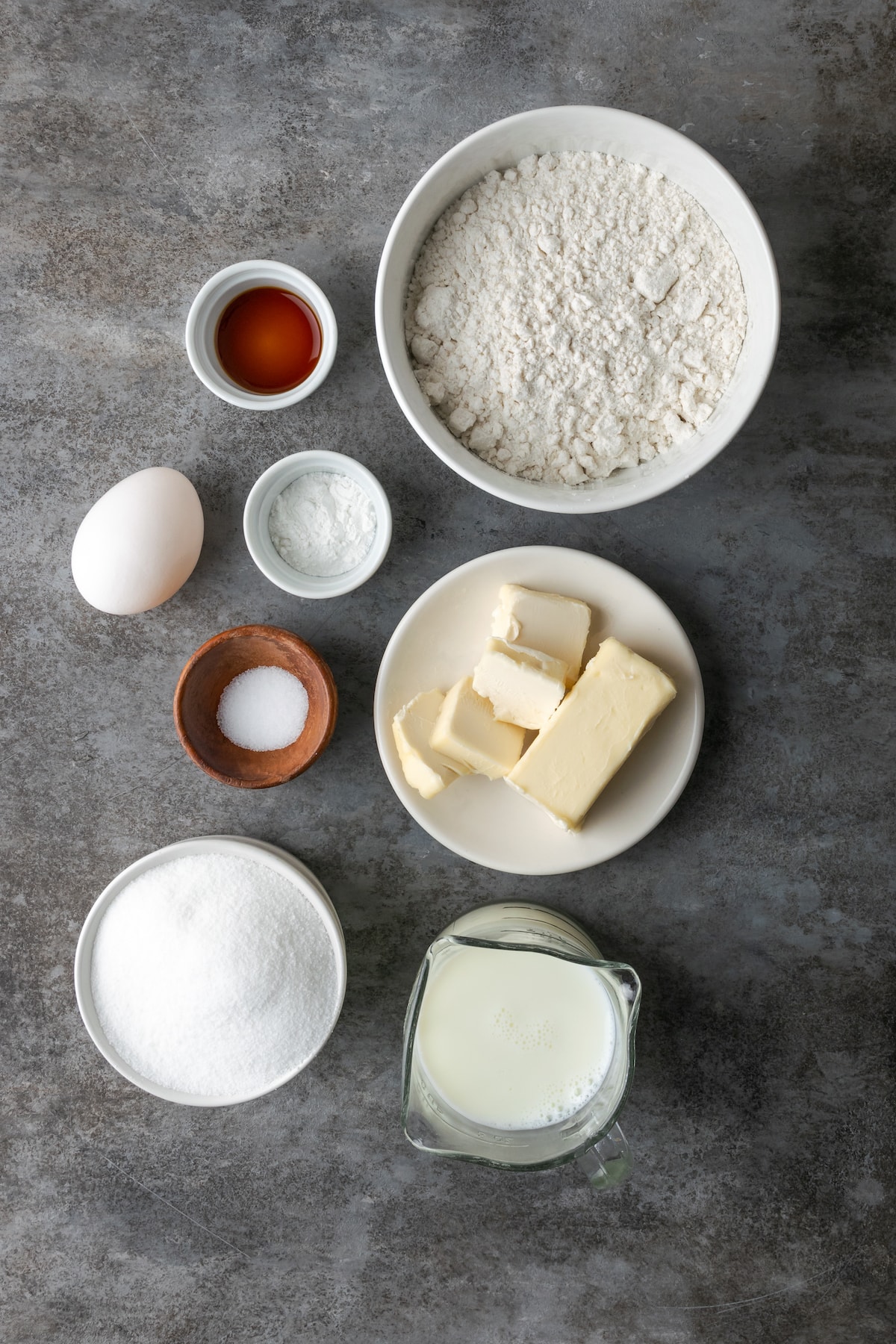 The ingredients for the vanilla cake layer.