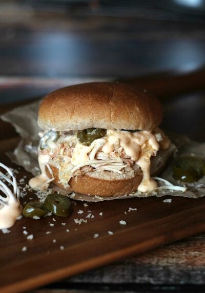 jalapeno popper pulled chicken sandwich