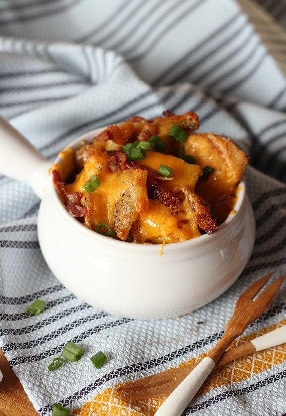 Cheesy Bacon Ranch Potatoes in a crock