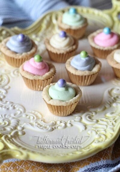 buttermint frosted sugar cookie cups