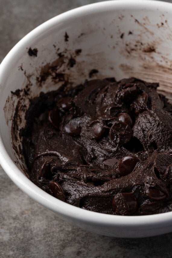 Hershey's baking melts stirred into cake mix brownie batter.