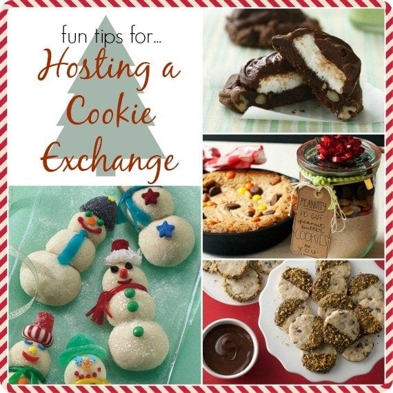 Collage of tips for hosting a cookie exchange