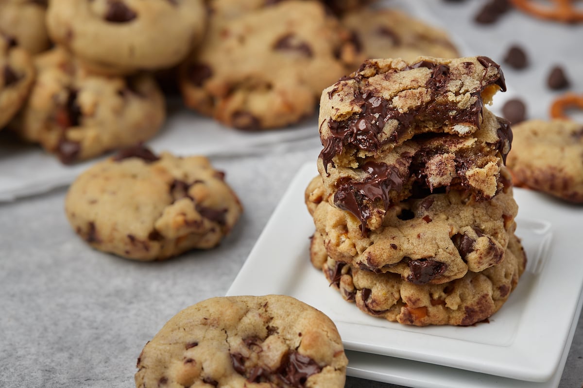 Salty Pretzel Chocolate Chip Cookies 