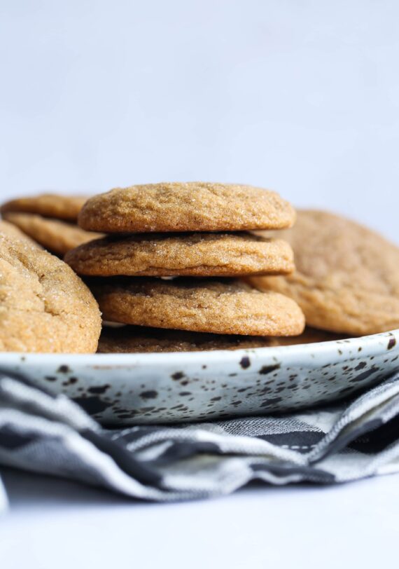 Soft Gingerbread Cookies stacked on a plate