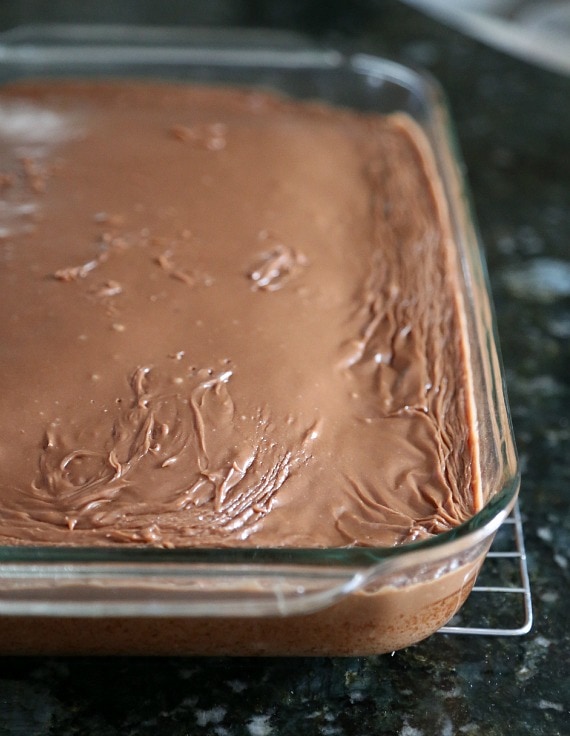 Sunday Chocolate Cake with Boiled Frosting | www.cookiesandcups.com