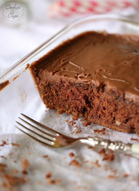 Sunday Chocolate Cake with Boiled Frosting | www.cookiesandcups.com