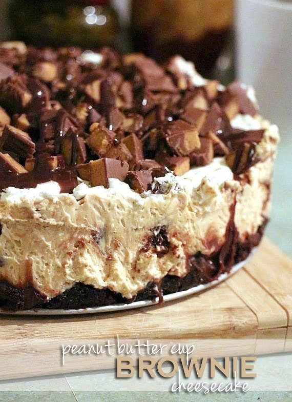 Image of a Peanut Butter Cup Brownie Cheesecake