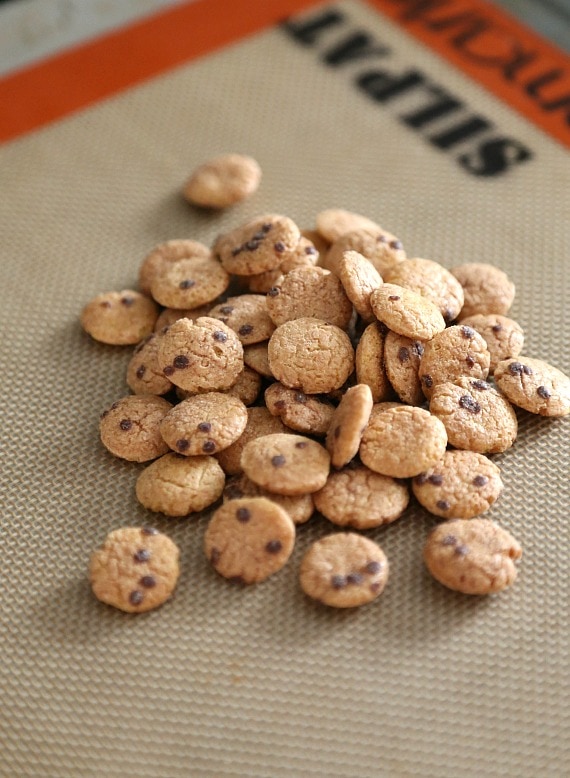 Cookies and Milk Snack Mix ~ A simple Snack Mix made with Cookie Crisp Cereal sandwiched together with white chocolate! Poppable, cute and simple!