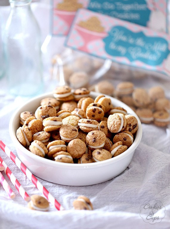 Cookies and Milk Snack Mix ~ A simple Snack Mix made with Cookie Crisp Cereal sandwiched together with white chocolate! Poppable, cute and simple!