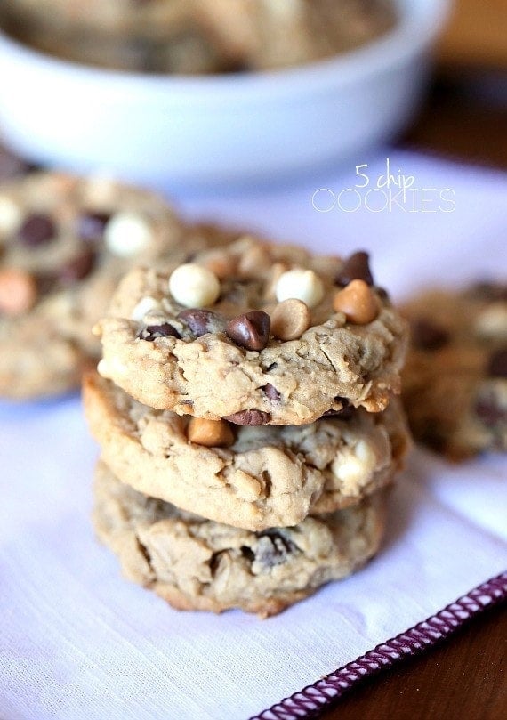 5 Chip Cookies ~ These have five different types of chips packed into one peanut butter cookie!!