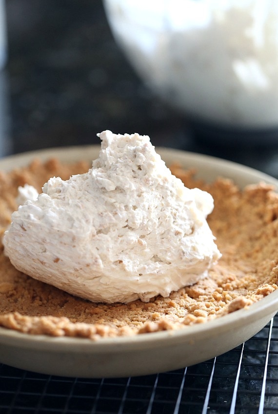 Nutter Butter Pie. A simple and creamy pie that is loaded with Nutter Butter Cookies! You could even use Oreos or Thin MInts instead!