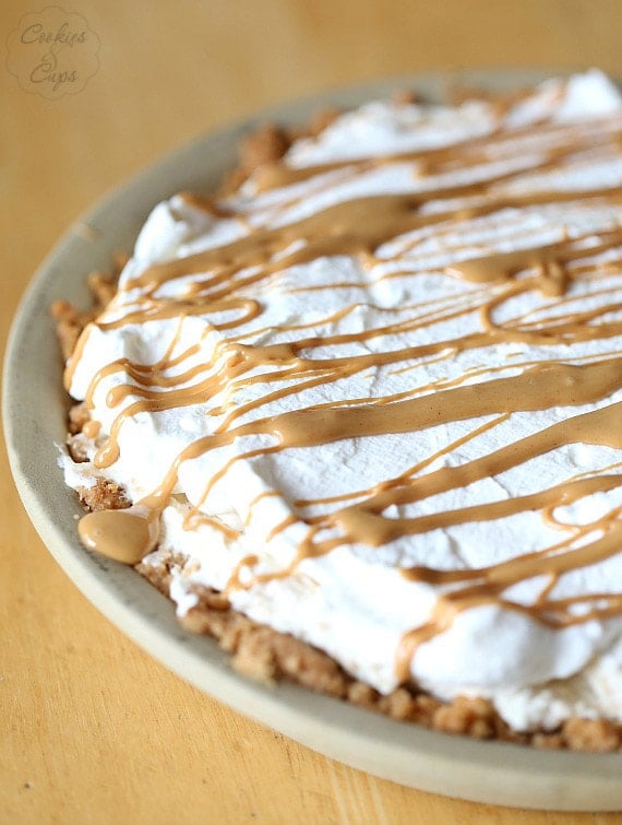 Nutter Butter Pie. A simple and creamy pie that is loaded with Nutter Butter Cookies! You could even use Oreos or Thin MInts instead!