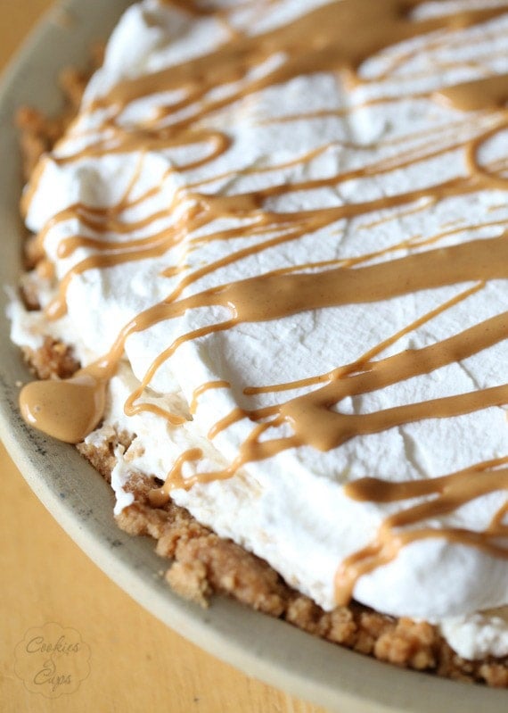 Nutter Butter Pie. A simple and creamy pie that is loaded with Nutter Butter Cookies! You could even use Oreos or Thin MInts instead!