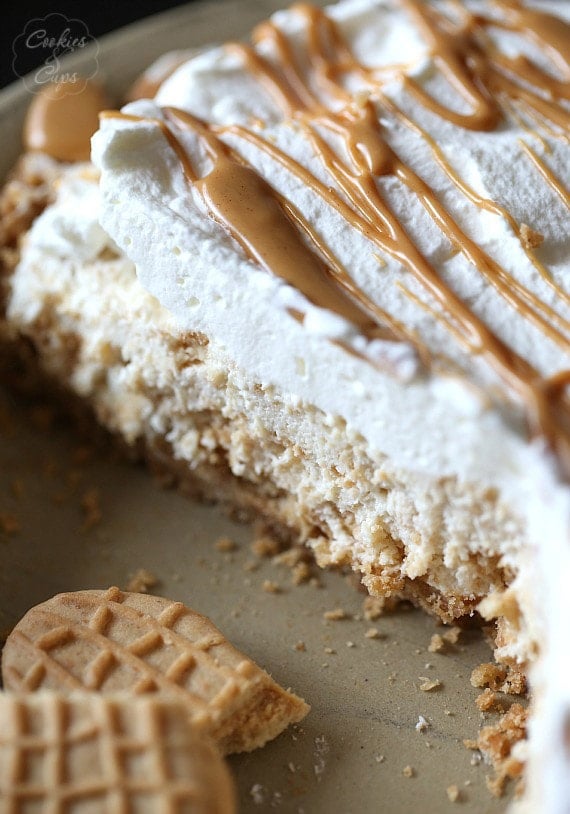 Nutter Butter Pie. A simple and creamy pie that is loaded with Nutter Butter Cookies! You could even use Oreos or Thin MInts instead!