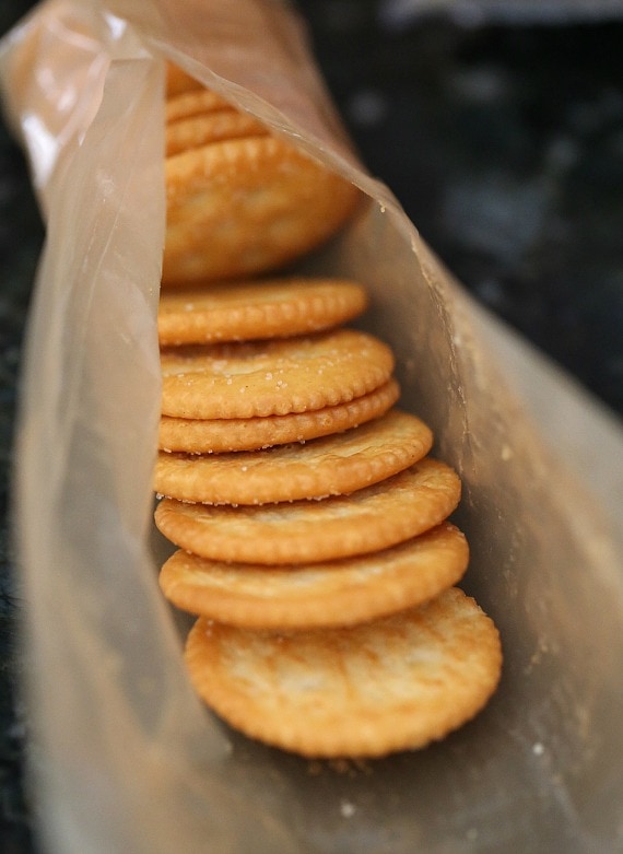 Salty Ritz Cracker Oatmeal Cookies A Chewy oatmeal cookie with crushed Ritz crackers and coarse sea salt, loaded with white chocolate chips. Such a FUN twist on a classic cookie!