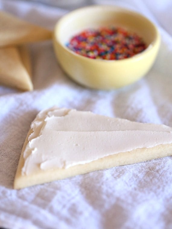 Fairy Toast Cookies ~ A Simple Spin on classic Fairy Toast. It's a buttery cookie topped with a butter frosting and loads of sprinkles!