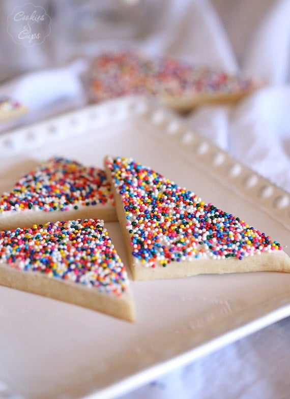 Fairy Toast Cookies ~ A Simple Spin on classic Fairy Toast. It's a buttery cookie topped with a butter frosting and loads of sprinkles!