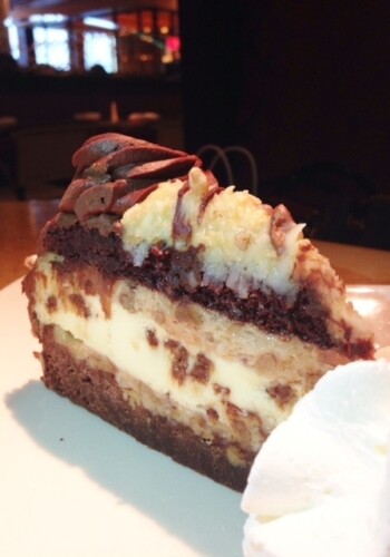 A slice of Chris' outrageous cheesecake.