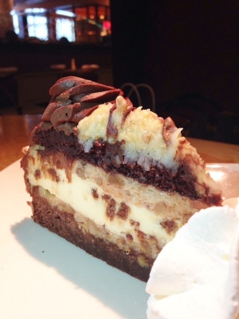 A slice of Chris' outrageous cheesecake.