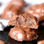 Texas Sheet Cake Cookies. A totally FUN spin on the classic dessert! A dense fudgy cookie topped with the classic poured chocolate icing. You'll LOVE these!