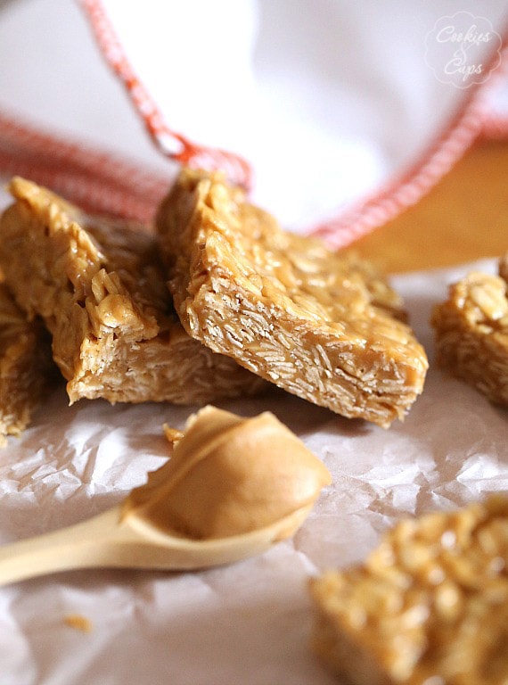 3 Ingredient NO Bake Peanut Butter Oat Bars...SO easy, only 3 ingredients!