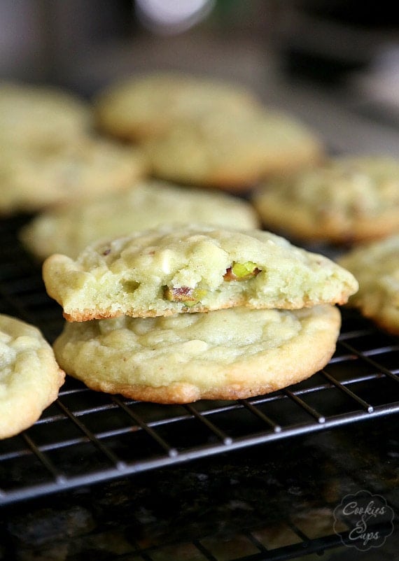 Pistachio Pudding Cookies that are super soft delicious, with the added chopped pistachios and white chocolate