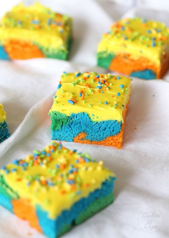 Funfetti Tye Dyed Cookie Bars...simple cookie bars that are made with cake mix!