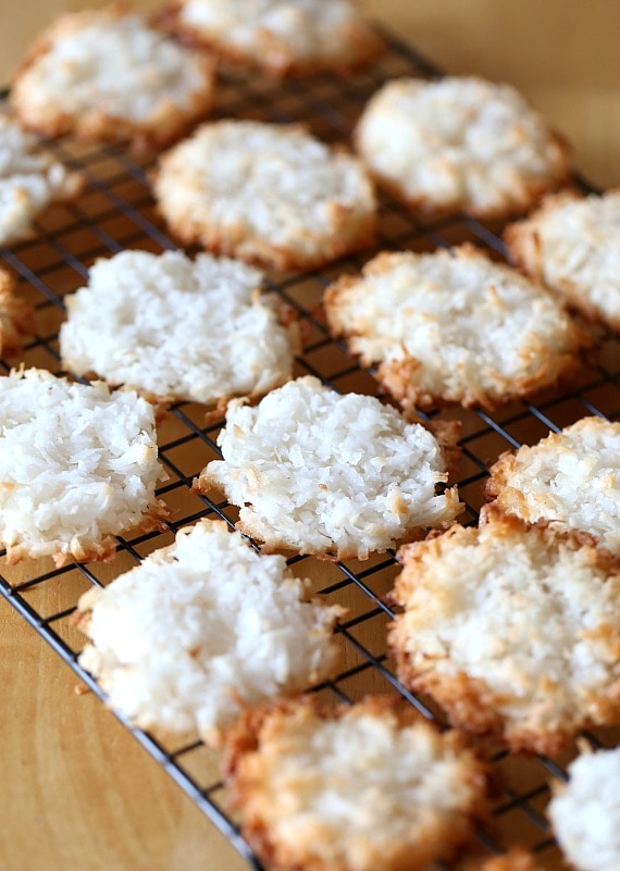 Coconut Macaroon Cookie Sandwiches ~ Two coconut macaroons sandwiched together with a creamy chocolate filling!