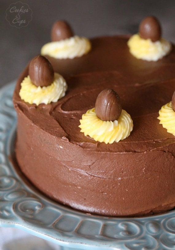 Cadbury Egg Cake. A simple cake with a yellow and white filling to look like the favorite Easter Candy