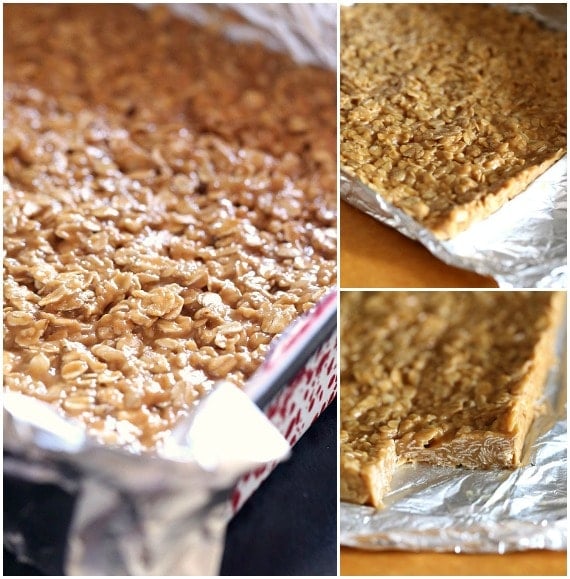 3 Ingredient NO Bake Peanut Butter Oat Bars...SO easy, only 3 ingredients!