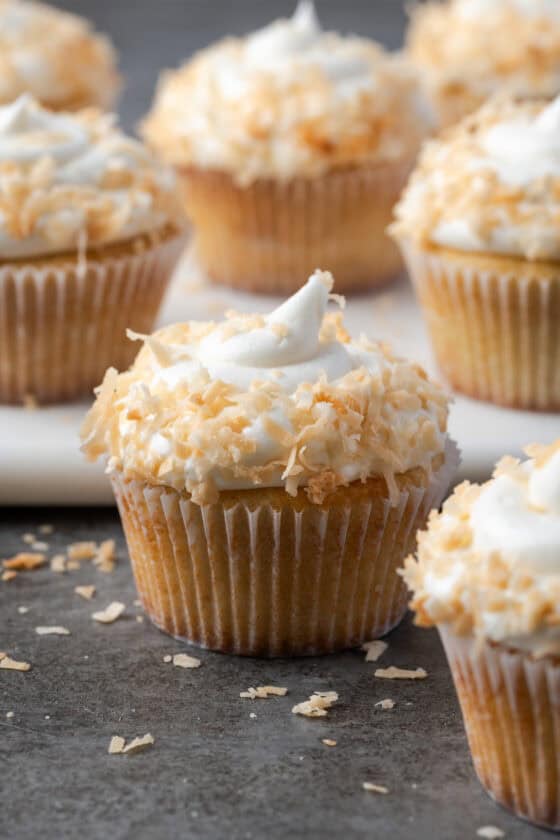Almond Cupcakes with Coconut Buttercream Frosting