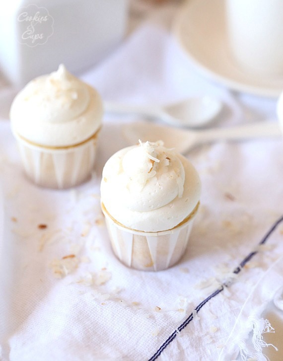 Tea Party Cupcakes ~ Almond Cupcakes with Coconut Frosting