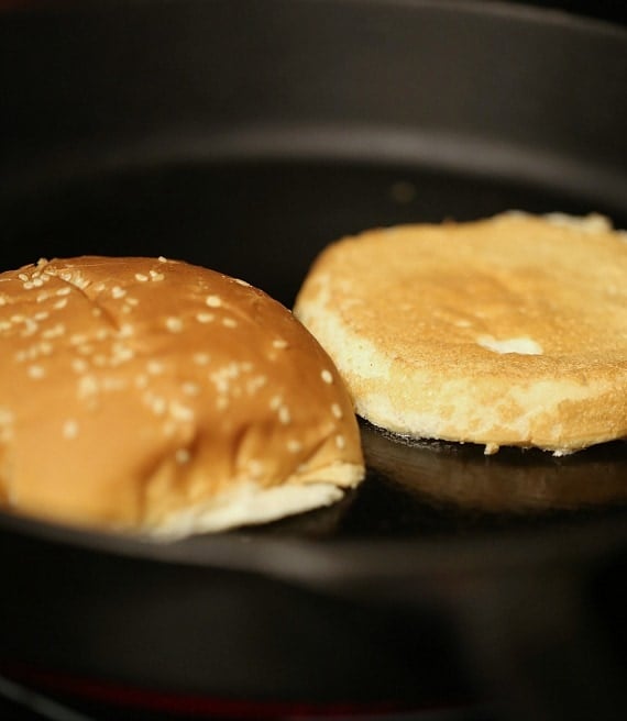 Toasting buns in the skillet