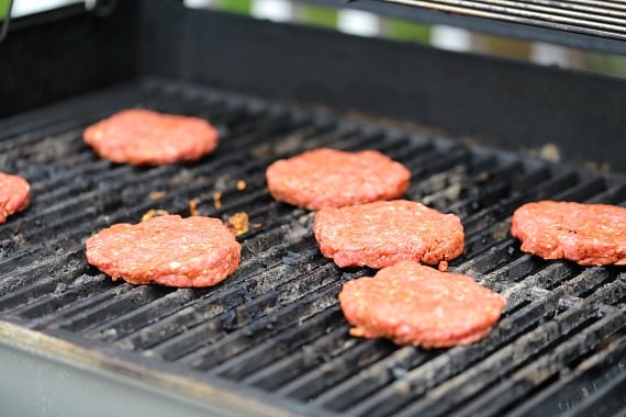 Grilling burgers on the grill