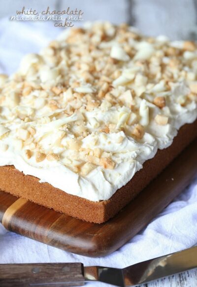 white chocolate macadamia nut cake